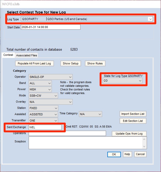 Screenshot of N1MM configuration